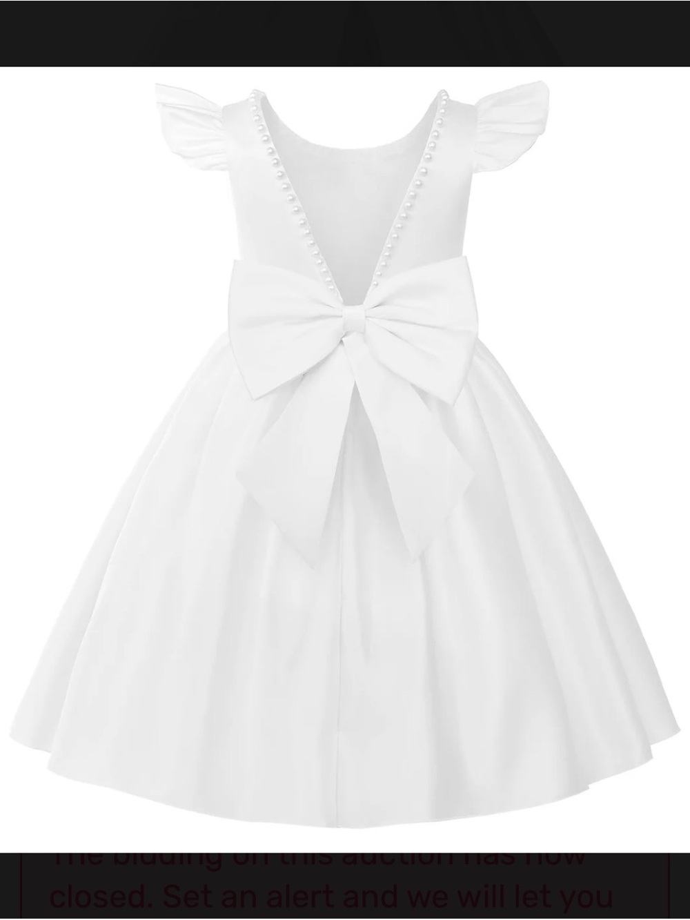 White Flower Girls' Bow Back Party Dress